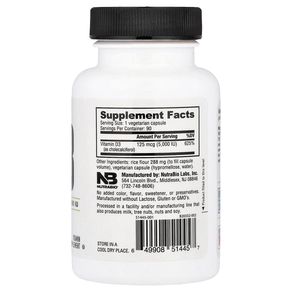 NutraBioLabs Витамин D3 125 мкг (5000 МЕ) 90 капсул