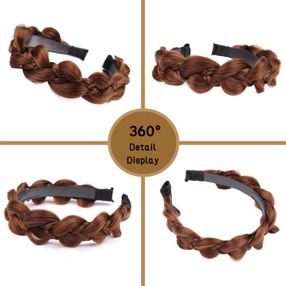 XINRAN Synthetic Fishbone Braid Wig Headband Twist Braid Hair Hoop Hair  Non-Slip Headband For Women Hairpiece Accessories