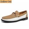 Men's Comfortable Breathable Hollow Out Driving Shoes Spring Summer New Cow Leather Shoes Business Style Slip-On Casual Loafers