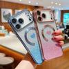 Подходящий магнитный чехол для iPhone 17 PM love с постепенным изменением блесток Apple 16 чехол для мобильного телефона 15 защитный чехол мягкий
