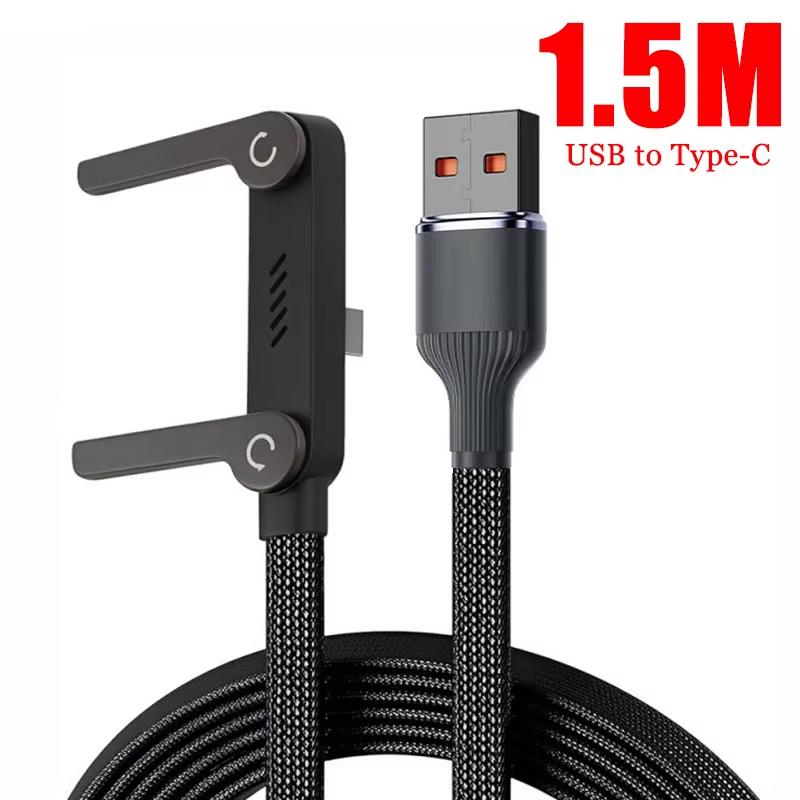240 Вт Быстрозарядный кабель USB C со встроенной складной подставкой для телефона Прочный плетеный для игр, просмотра видео Подходит для большинства смартфонов