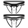 Men Crotchless Strappy Thongs O-ring Bead Decor G-string Low Rise Elastic Waistband for Honeymoon