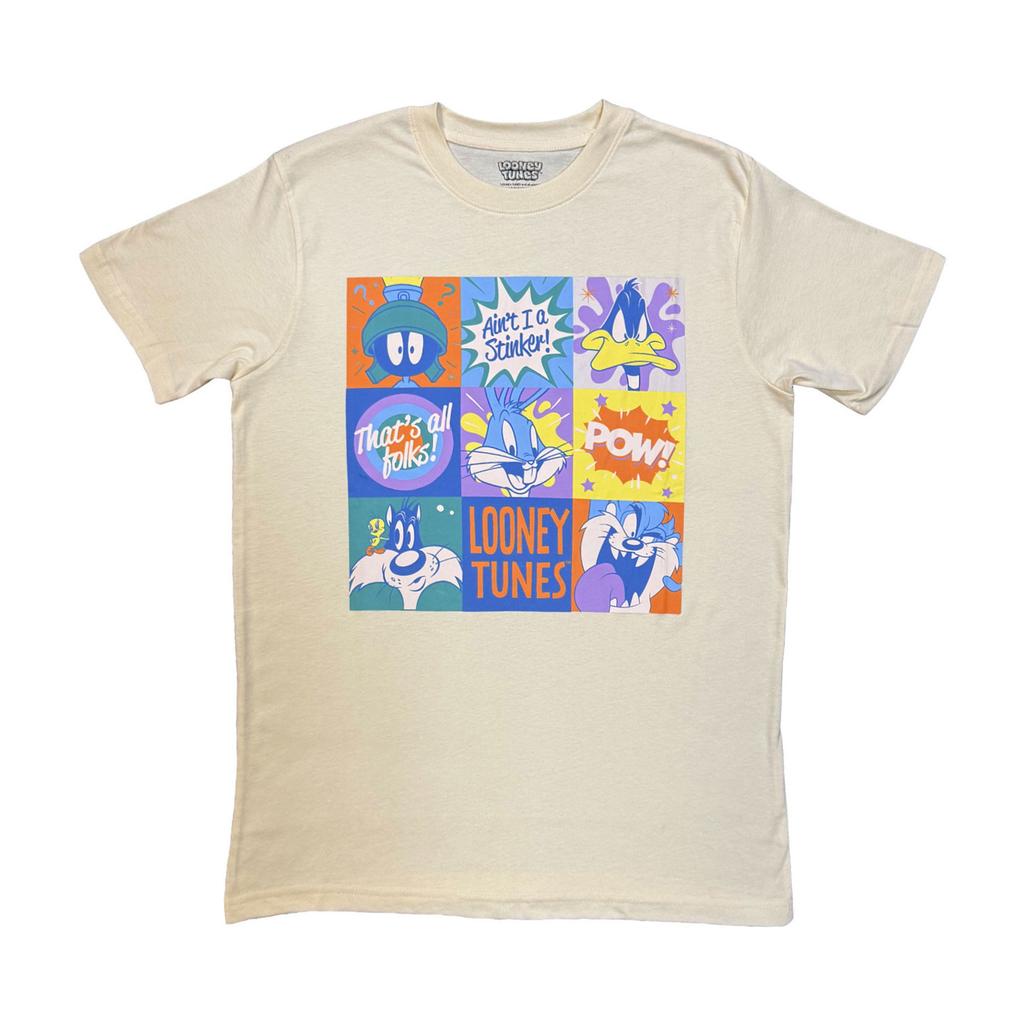 Looney Tunes Unisex Adult That´s All Folks! Grid Pastel T-Shirt