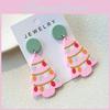 Elegant Cute Acrylic Holiday Earrings In Pink With Cheerful Christmas Elements