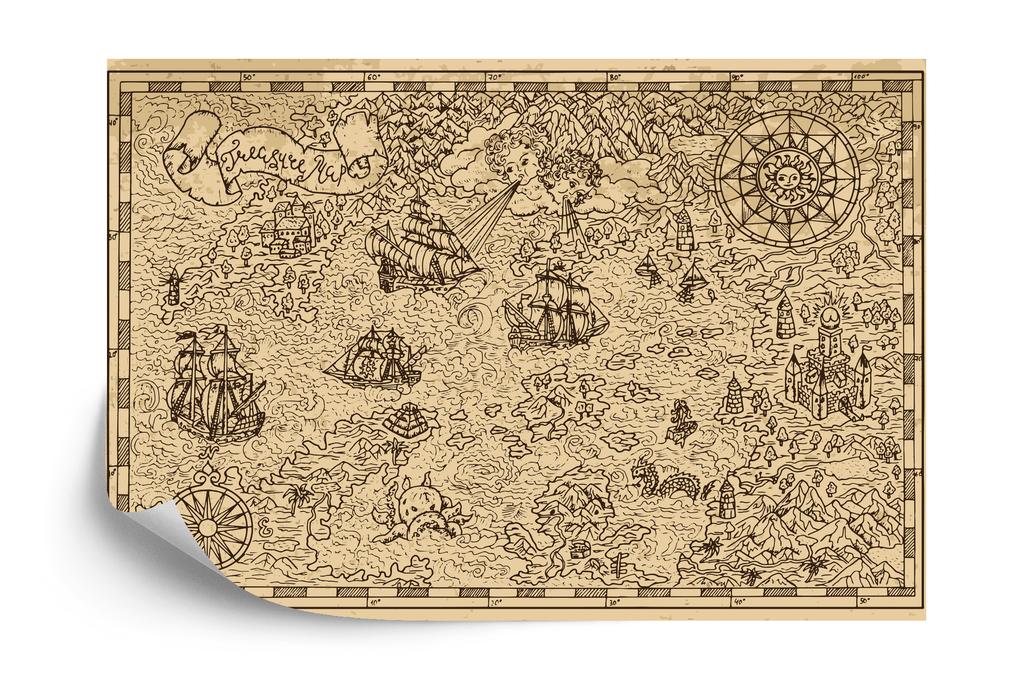 Photomural Treasure Map Washable Fleece 400x280