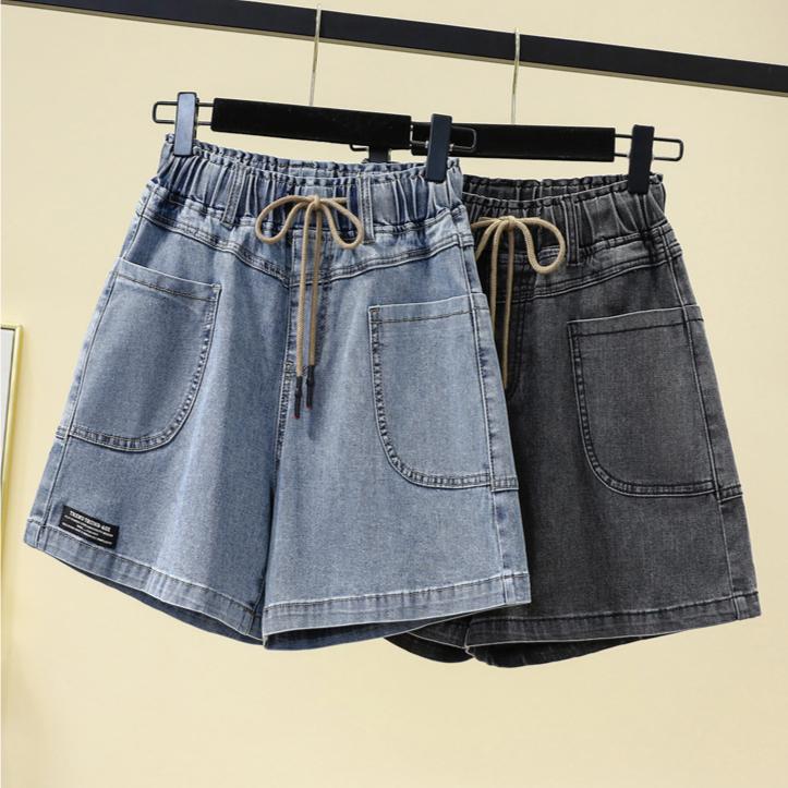 Dimanaf Jeans Plus Size Summer Shorts Jeans Women Basic Pants Loose Casual Female Thin Blue Trousers Pants 5XL