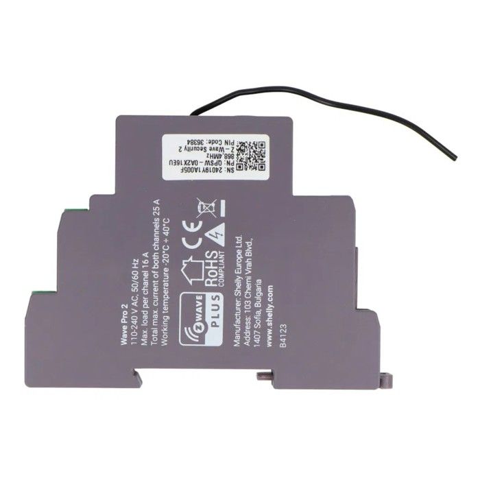 Interrupteur connecté - shelly - wave pro 2 - 2 canaux - 25a - montage sur rail din
