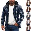 Christmas Print - Men's Casual Long-Sleeved Zippered Hooded Sweatshirt Jacket