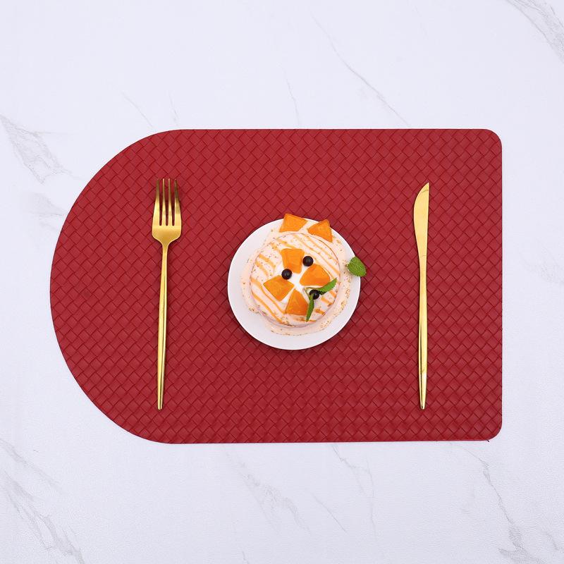 PU leather placemat cloth pattern Western food mat Home hotel square dining table mat Heat insulation mat Woven pattern