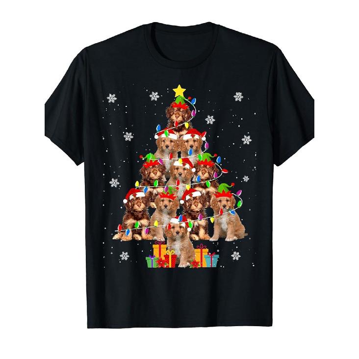 Humorous Santa Cavoodle Dog T-Shirt for Christmas Gifts for Men, Women, And Kids Featuring a Cavapoo Tree