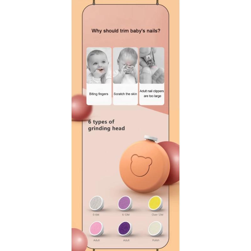 Детский электрический набор для стрижки ногтей, детский маникюрный набор с полировщиком 6 шт. для новорожденных
