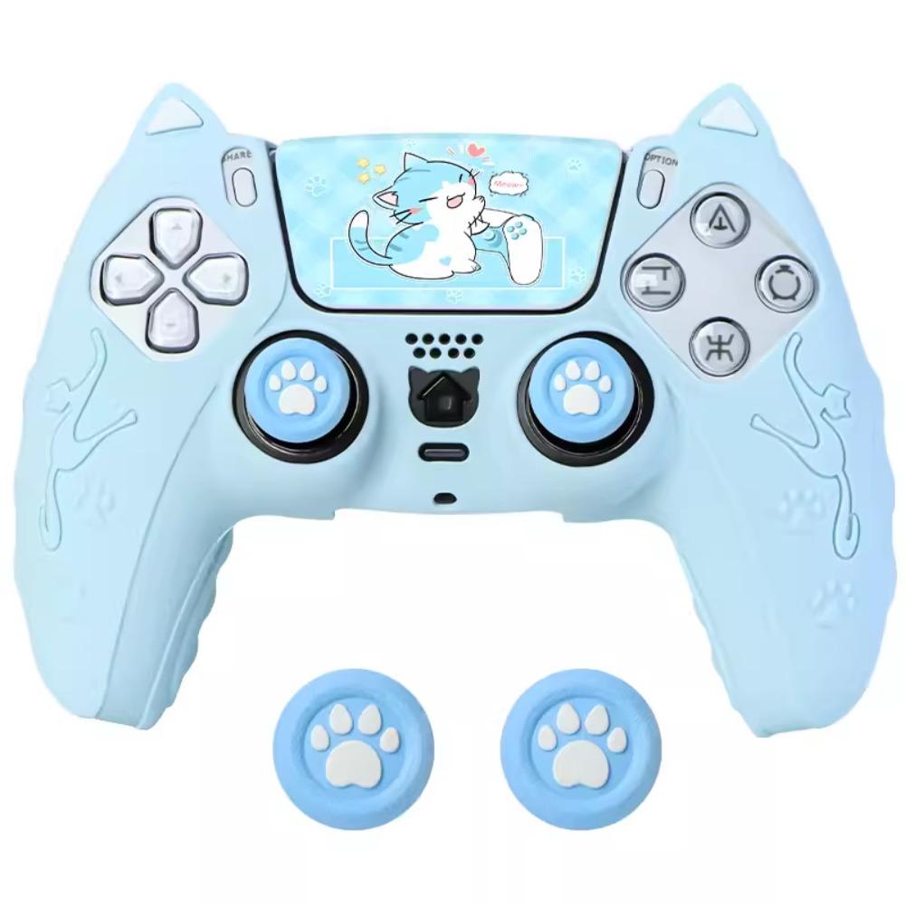Cat Paw Controller Skin with Thumb Grip Caps Protective Shell Cover Controller Case Set for PS5