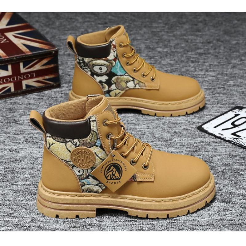 Mens British Style High Top Martin Boots Casual Warm Winter Work Boots