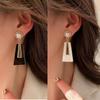 Geometric Earrings for Women Statement Acrylic Hollow Trapezoid Round Imitation Pearl Drop Earrings Vintage Jewelry Gift