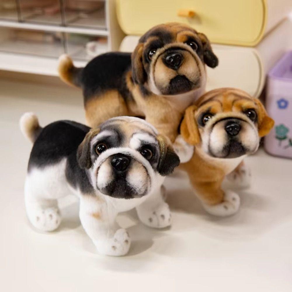 Simulation Stand Dog Stuffed Doll Realistic Baggle Dog Toy French Bulldog Plush  Stuffed Animal
