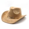 Wide Belt Suede Western Denim Top Hat Men'S And Women'S Couple Hat