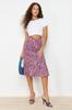 Women's Style Skirt Multicolored Flounce Viscose Fabric Animal Pattern Midi Woven Skirt