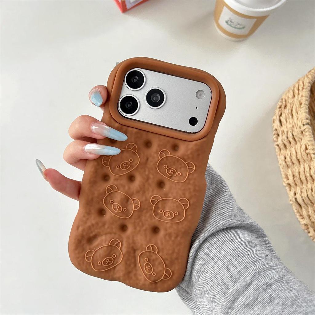 Мультяшный медведь, хлеб, тисненый чехол для телефона для iPhone 12/13/14, Совместим с Apple 15-17 PROMAX