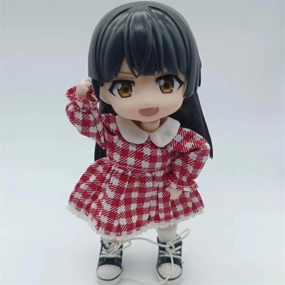 Lotus Leaf Sleeve Printed Dresses Handmade White Cardigan 1/11 OB11 Dolls/1/12 BJD