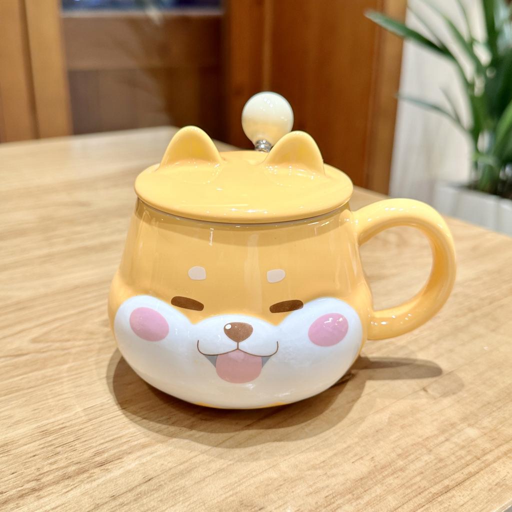 Shiba Inu Ceramic Cup High Appearance Level Large Capacity Coffee Cup with Spoon Cute Girls Children's Office Home