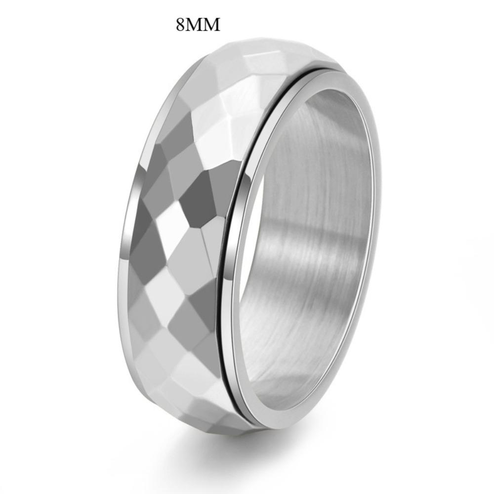 Унисекс Кольцо из титановой стали с вращающимся бриллиантом Широкое Узкое Лицо Модные украшения для мужчин женщин