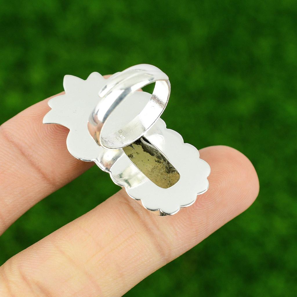 Chrysoberyl Stone 925 Sterling Silver Promise Anniversary Boho Statement Ring