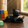 Настольные украшения для офиса 3D-печатная фигурка читающего кота, декоративная статуэтка с очками, скульптура, креативное животное-украшение для дома, книжной полки