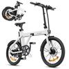 Engwe P20 White Folding Electric Bike for Adults 20*1.95 Tire City Bike Mountain Beach Snow Bicycles, 36V 9.6AH Battery Up To 100KM Range