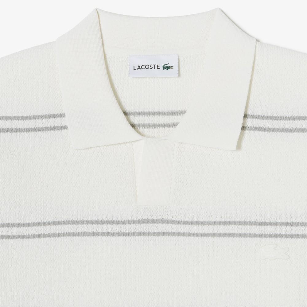 [Lacoste] Men's Open Collar Pin Stripe Short Sleeve Sweater Polo Shirt PH396E-56GXFJ