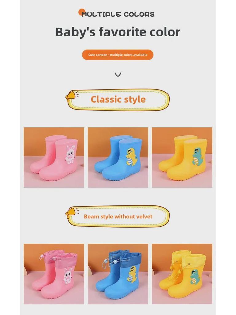 Водонепроницаемые резиновые сапоги с героями мультфильмов для детей - прочная конструкция средней высоты для мальчиков и девочек