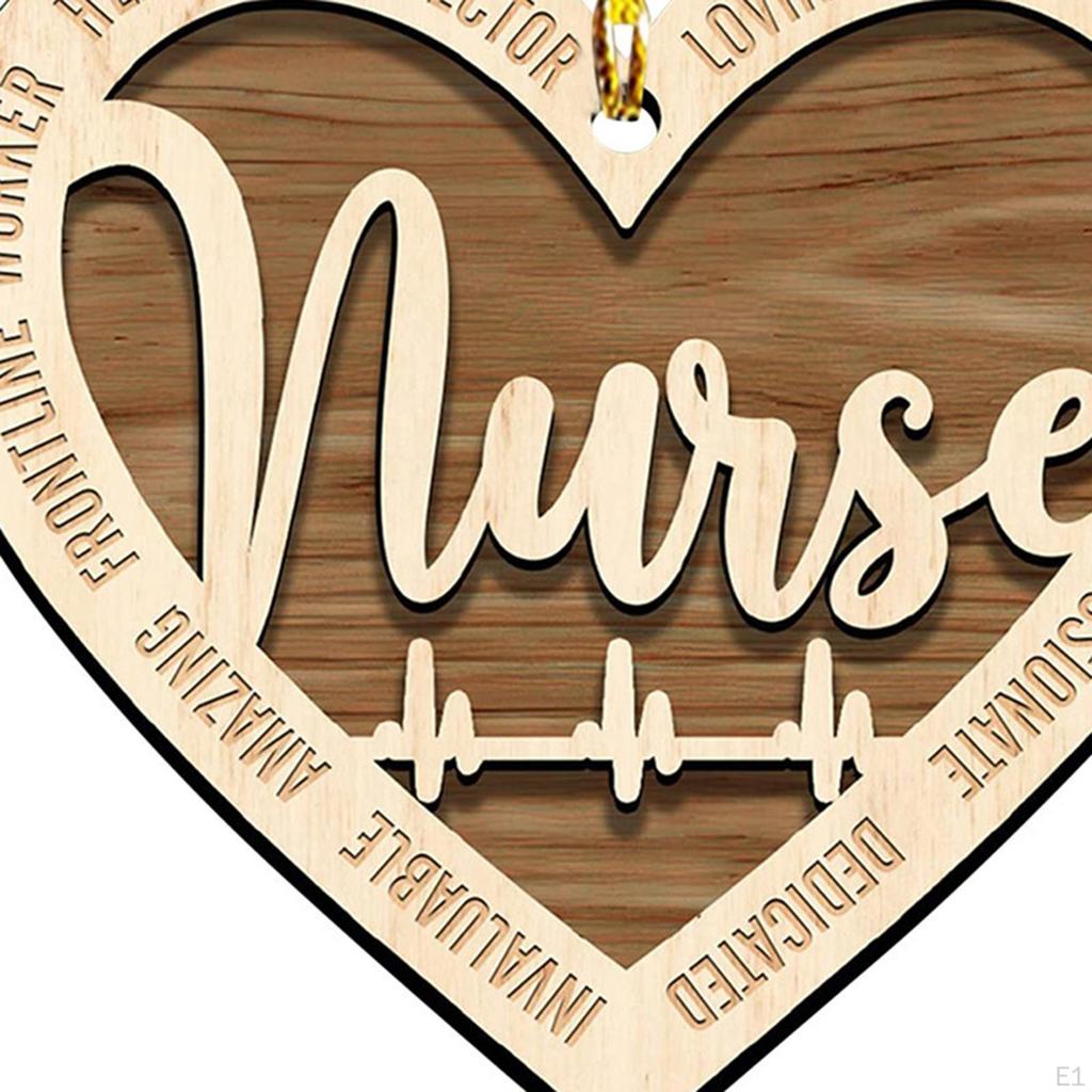 Wooden Heart Pendant Thank You Gift for Nurse Appreciation Ornament Women Nurses Week Plaque