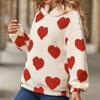 Autumn and Winter Women's Sweatshirt Plush Hooded Love Printed Pullover Long Sleeve Sweatshirt