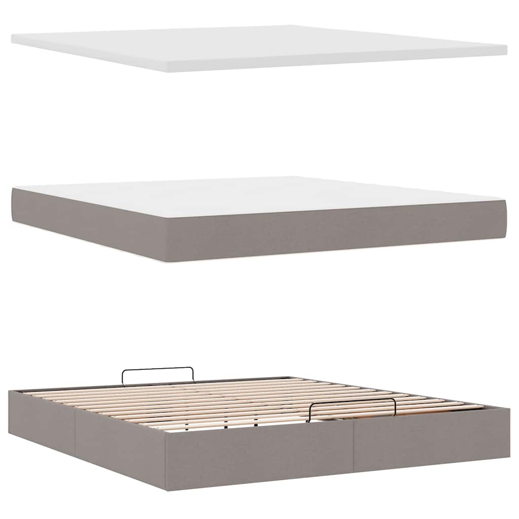 Ottoman Bed with Mattress Taupe 180x200 cm Fabric