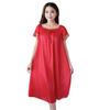 Chic Solid Color Smooth Surface Sleepwear Lightweight Quick Dry Women Nightdress for Adult Nightie Dress