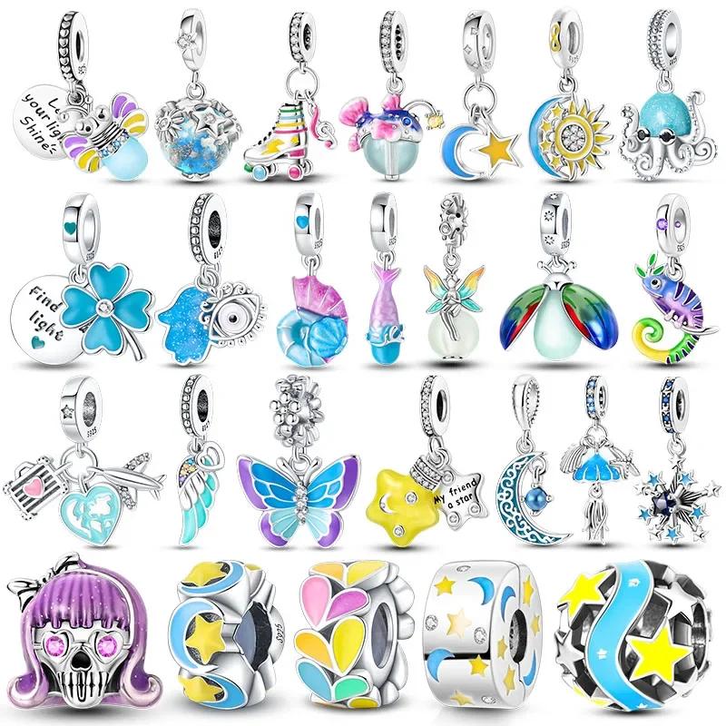 Copper Charm Chameleon Glowworm Light Bulb Firefly Star Moon Pendant Fit Original Bracelet Diy For Jewelry Making