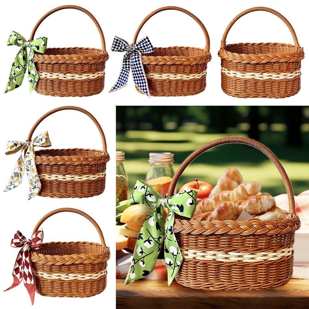 Ивовая ротанговая корзина для цветов Прочная корзина для хранения с ручкой Корзина для хранения овощей Ручная работа с корзиной для цветочной композиции Телец