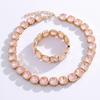 Elegant Zirconia Necklace & Bracelet Set: Fashionable, Versatile, Light Luxury with Square Glass Zirconia