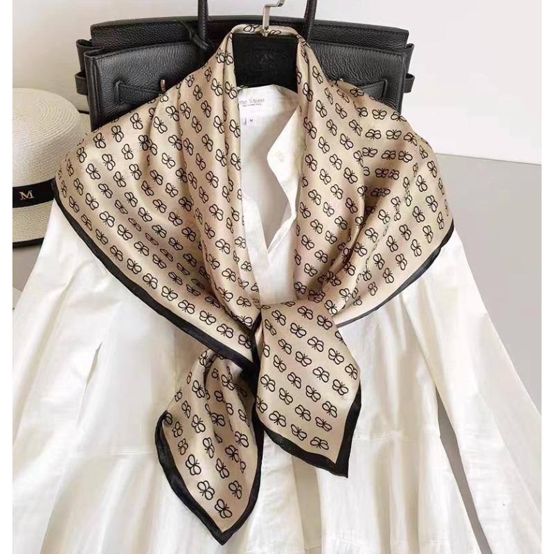 70 Chinese Square Scarves Spring and Summer Versatile 100 Silk Silk Scarves Women, Fashion Professional Stewardess Scarf Hair Accessories Ribbon