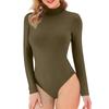 Женская цельная футболка, тонкий комбинезон с длинными рукавами и высоким воротом, однотонный топ