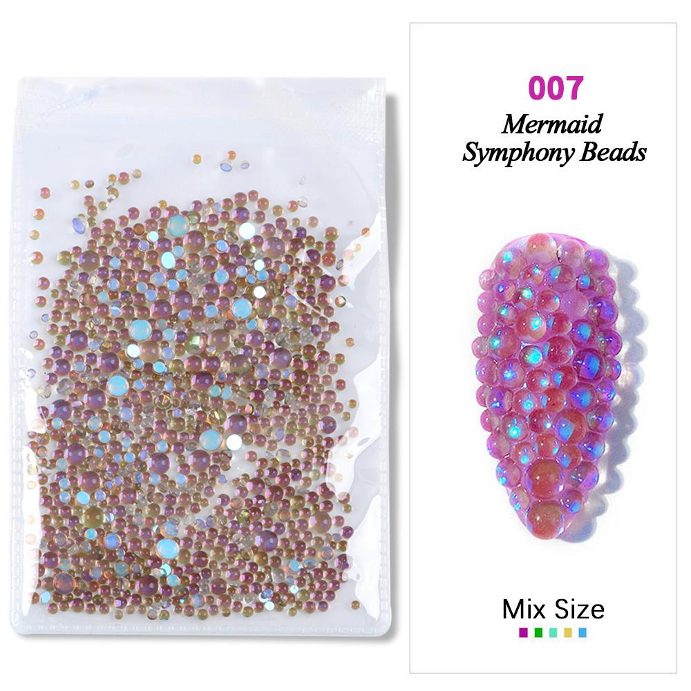 Симфония Дизайн ногтей Русалка Стеклянная бусина Аврора Конфетный цвет Дизайн ногтей Безделушка Сделай Сам Дизайн ногтей Сверло для ногтей