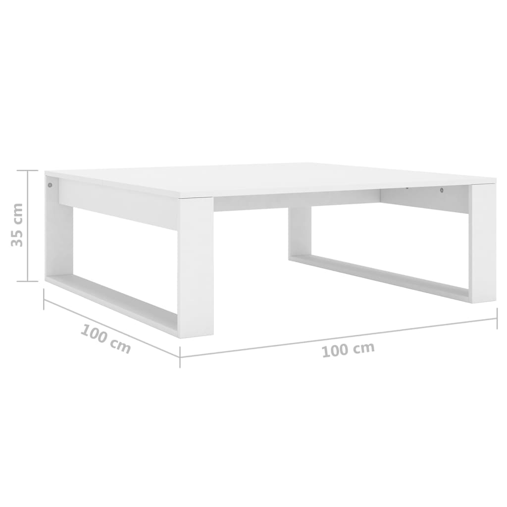 Coffee Table White 100 x 100 x 35 cm Engineered Wood