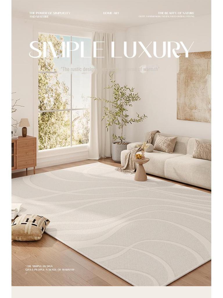 2024 Роскошный бархатный водонепроницаемый ковер для гостиной - не требует стирки, однотонный, простой дизайн, напольный коврик