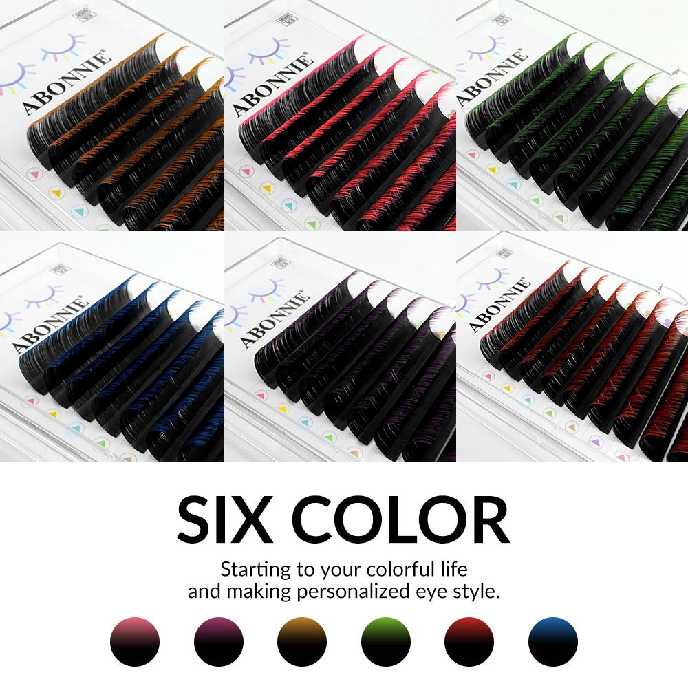 ABONNIE Ресницы Mix Color Макияж Черные Градиентные Красные Синие Фиолетовые Наращивание Ресниц Индивидуальные Искусственный Мех Омбре Цветные Ресницы