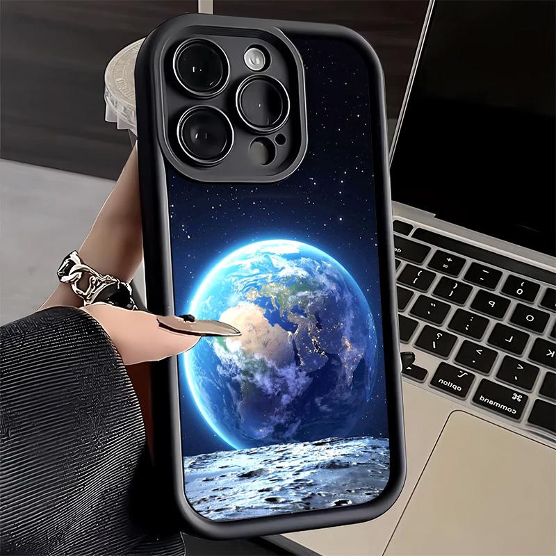 Чехол для телефона iPhone 17 Air 16E 15 16 Pro Max Земля Звезды Космос Вселенная Чехол 14 Plus 13 12 Mini Мягкий Силиконовый Fundas