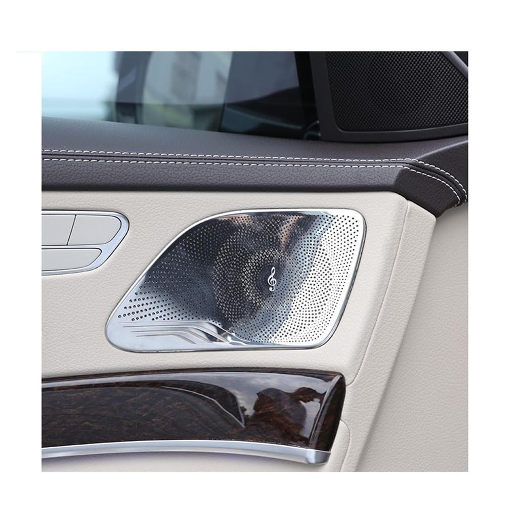 ZJFIOFWF Mercedes S-Class W222 2014-2020 Stainless Steel Silver Car Speaker Door Speaker Cover Trim Sticker Car Accessories
