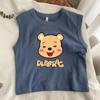 Kids' Summer Sleeveless Cotton Vest and Short Sleeve Cartoon T-Shirt - Fashionable and Cute Print