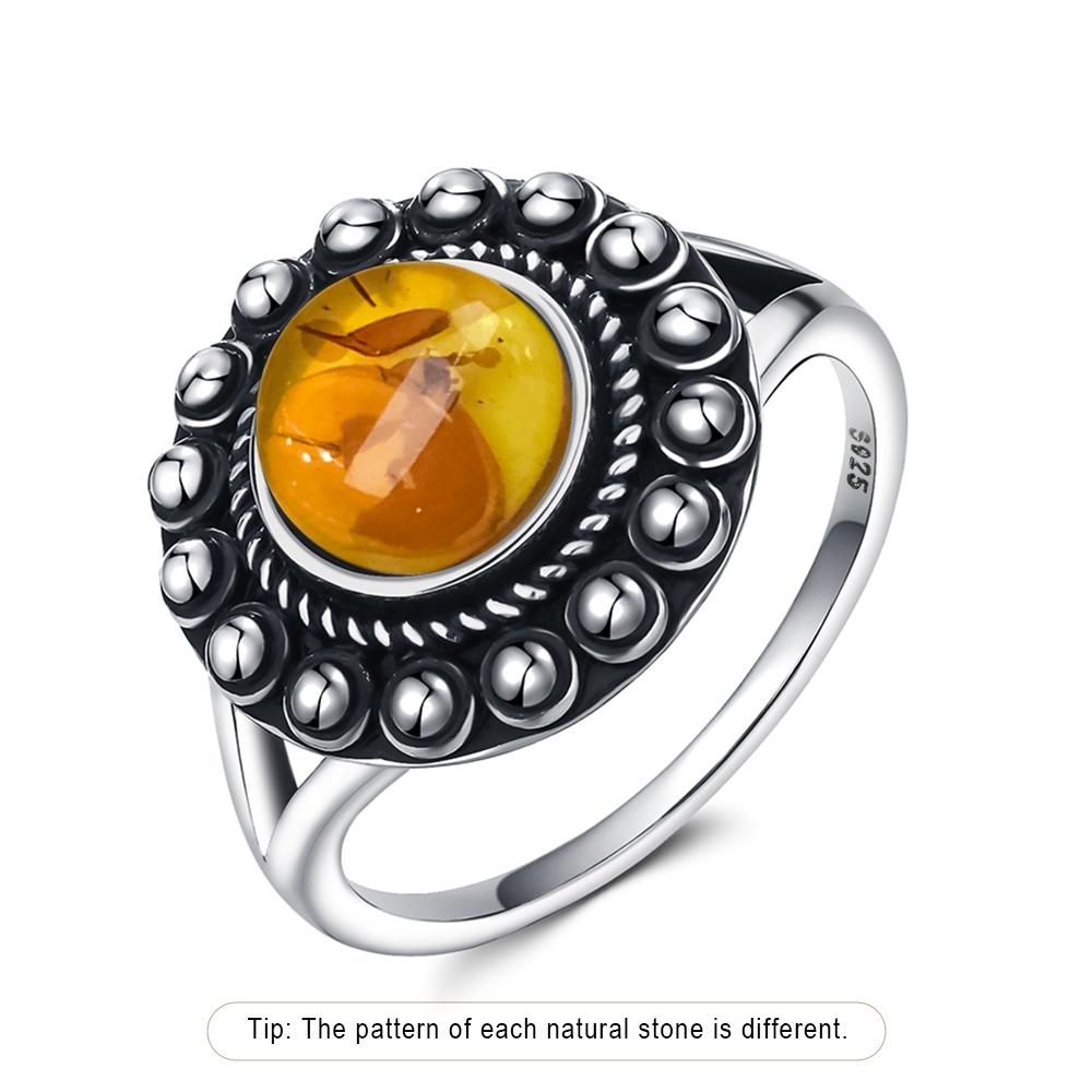Кольцо из стерлингового серебра с натуральным янтарём, в форме цветка, овальное, лепестки, янтарные камни, подарки, изысканные украшения для женщин