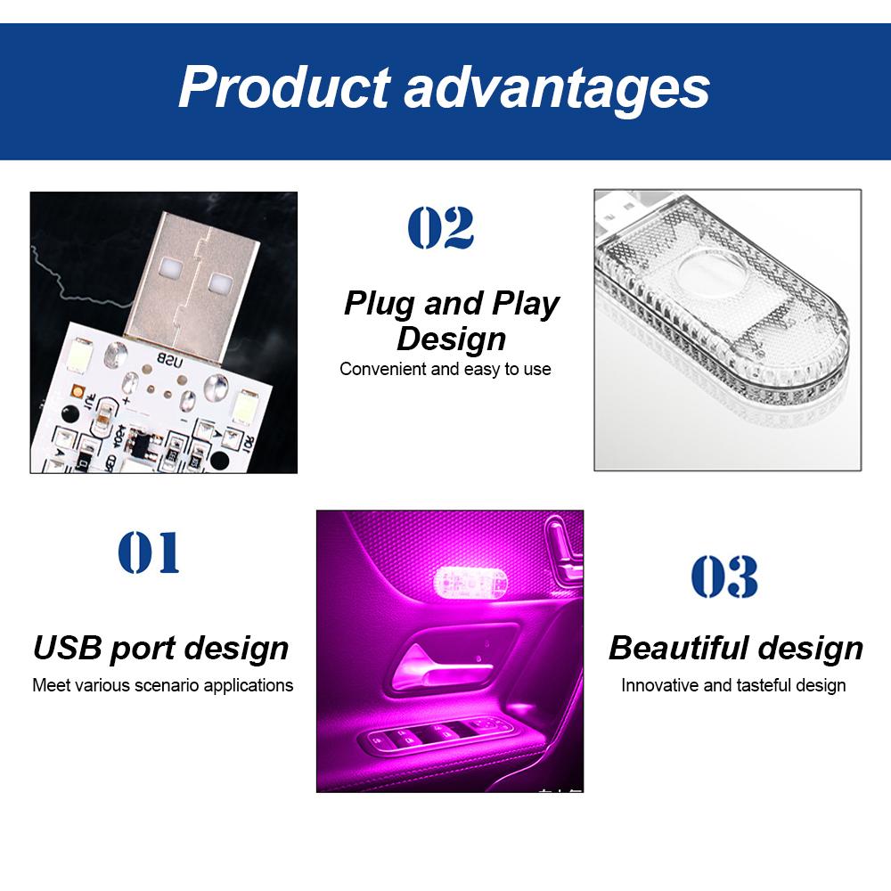Перезаряжаемый светодиодный магнитный сенсорный светильник - USB/Type-C, ночное освещение салона автомобиля, простое крепление