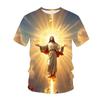 Summer Round Neck 3D Christ Jesus Print Top Fashionable Casual Short Sleeved Men's T-shirts