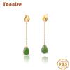 Танциз стерлингового серебра 925 пробы нефритовый циркон серьги серьги-капли для женщин подарки на свадьбу